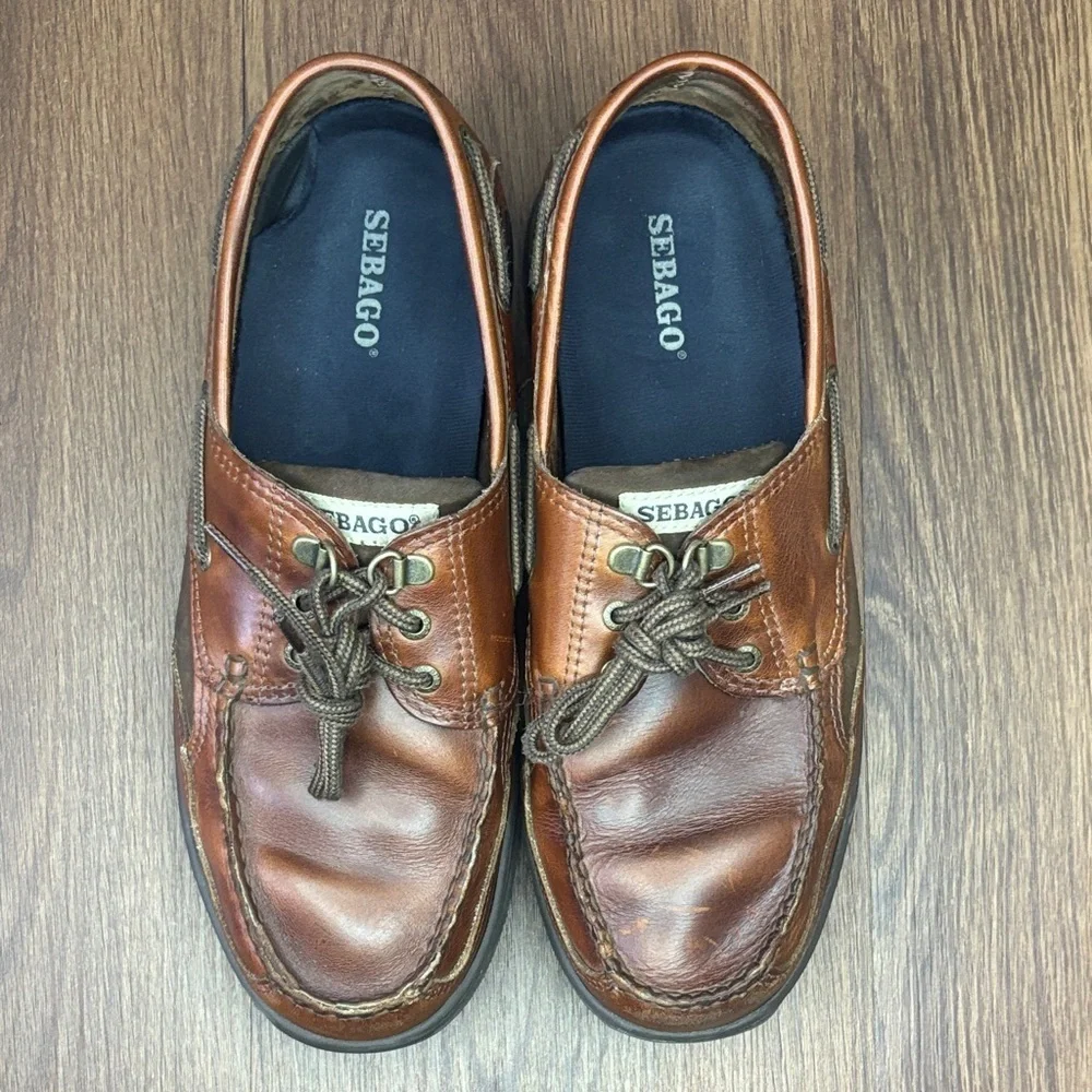 Sebago Tan Leather Boat Shoes